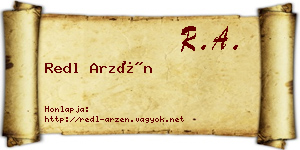 Redl Arzén névjegykártya